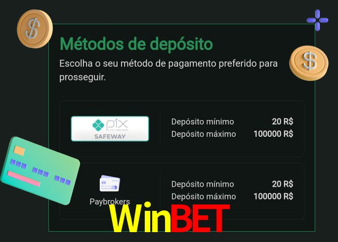 O cassino Winbet oferece uma grande variedade de métodos de pagamento